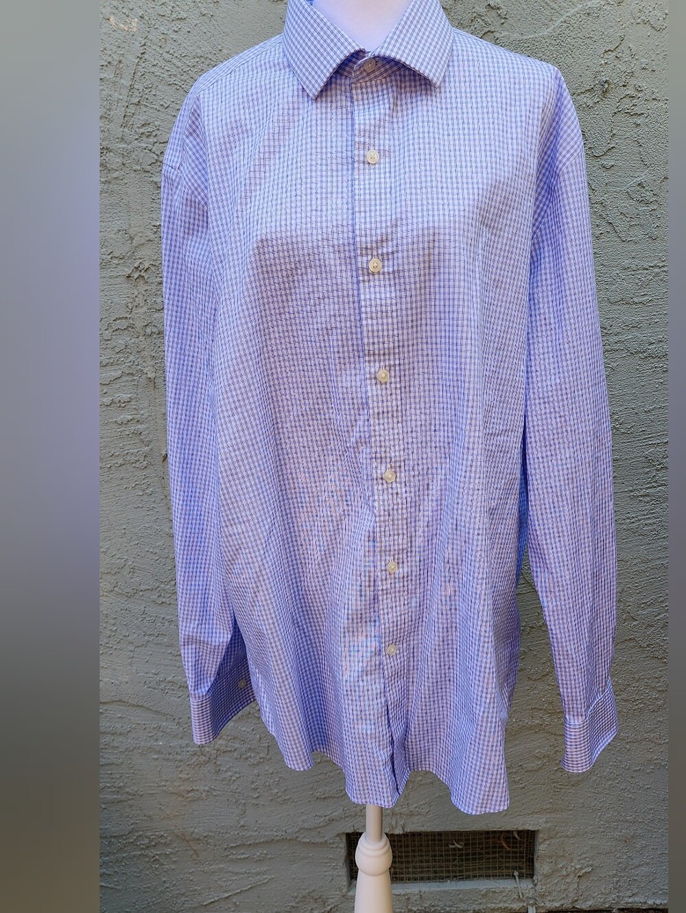 Tommy Hilfiger Men’s Blue Gingham Dress Shirt 17 34/35 XL